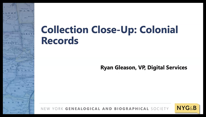 Close Up Cover NYG&B Colonial Records