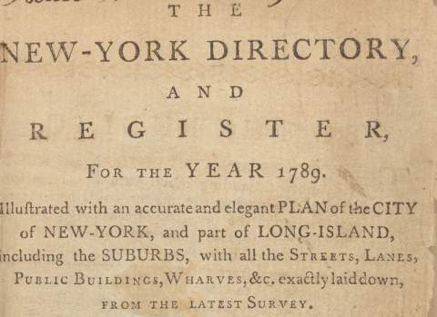 cover from 1789 New York City directory