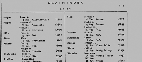 A sample image of a death index page from 1924