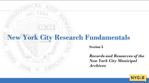 Cover slide for Records and Resources of the New York City Municipal Archives